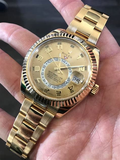 rolex sky dweller gold black dial|Rolex gold sky dweller price.